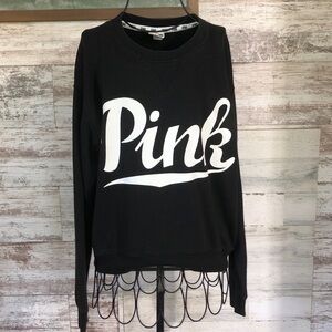 PINK Victoria’s Secret crew neck sweatshirt black and white size small everyday‌